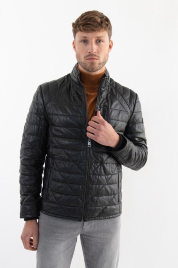 Croton-AW Leather Puffer Jacket Black
